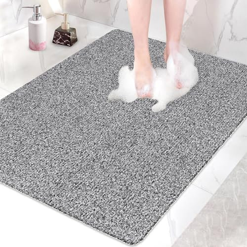 Duschmatte rutschfest 80 x100 cm - Extra Groß Sicherheits Badewannenmatte mit Ablauflöchern, Weich Komfort PVC-Luffa Massage Antirutschmatte für Dusche, Schnell trocknend