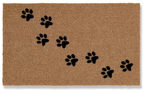 Astra Fussmatte aussen rutschfest - Schmutzfangmatte wetterfest - Outdoor Türmatte für Eingangsbereich - Schmutzabweisende Fußmatte Pfoten 45x75 cm Natur