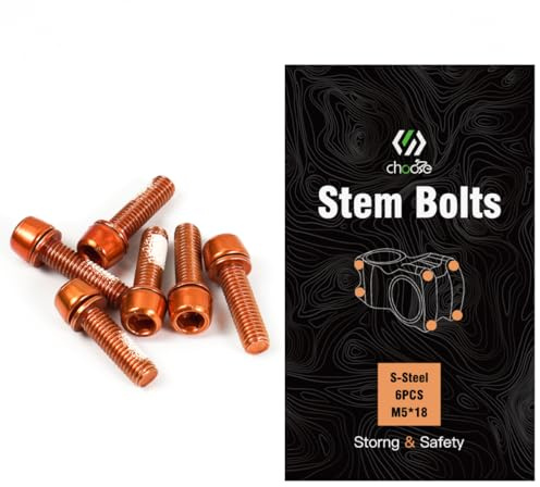 CNCLOL Bike Stem Bolts, M5 x 18mm Stem Screws for MTB/Bicycle/Road/Mountain Bike/BMX (Red/Green/Orange/Blue/Rainbow/Gold)