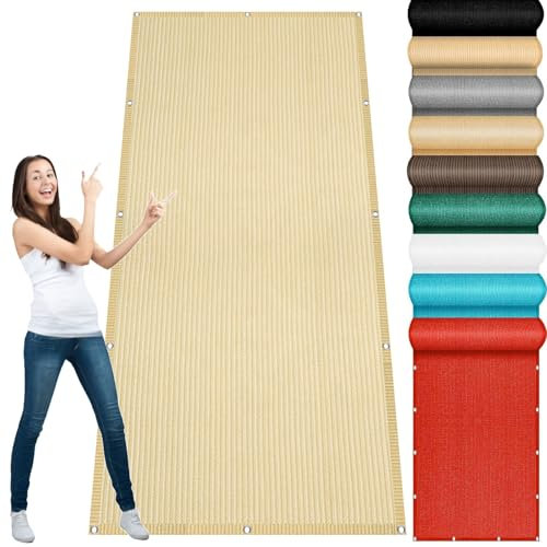 Tenda parasole rettangolare, 550 x 600 cm, per serra, giardino, pergola, protezione solare, antivento, traspirante, con occhielli e corde (crema)