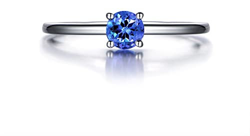 KnSam Echtgold Schmuck, Diamantring 18K Weißgold Au750, Verlobungsring Freundschaftsringe Eheringe Tansanit 0.38ct Solitär Ringe Gr.62 (19.7)