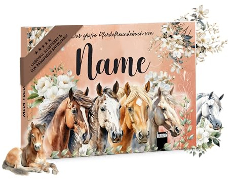 Freundebuch mit Pferden für kleine PferdeFans mit personalisierbarem Namen - 20 oder 40 Freunde (40 Freunde)