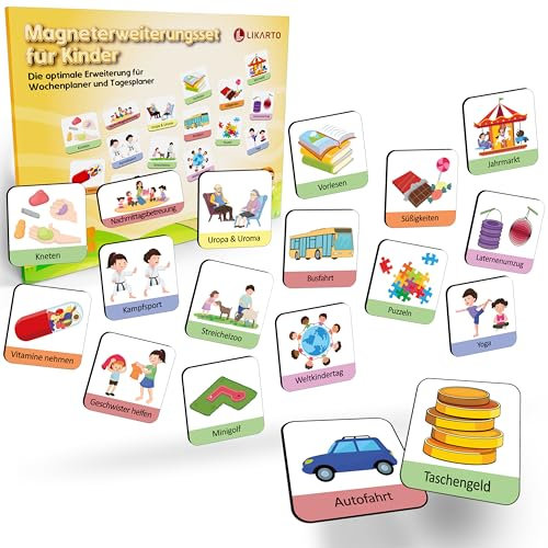 LIKARTO® Magnet-Erweiterungsset für Wochenplaner und Tagesplaner, 149 Magnete für maximale Personalisierung (NUR ALS ERWEITERUNG)
