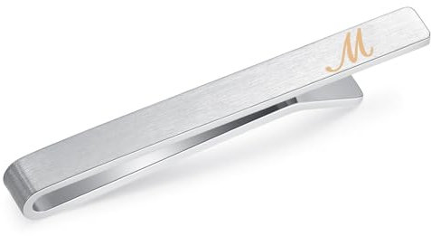 HONEY BEAR 2.12inch Krawattenklammer für Herren und Jungen, mit Initialen-Alphabet, für normale Größe/schmale Krawatte, 5.4cm (M 5.4cm Dicker)