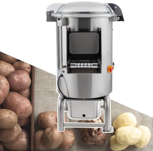 HCAUYNN 12L Stainless Steel Automatic Carrot Peeler, Electric Commercial Potato Cleaning Peeling Machine,With Transparent Cover And Copper Core Motor,110V