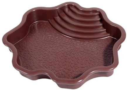 MagiDeal Bol de Bain d'eau pour Tortue, Piscine pour Reptiles avec Rampe, Bain pour Tortue, Bol de Terrarium, Plat d'alimentation pour Tortues, Fournitures, Rouge Brunâtre