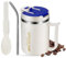 Kytpyi Tasse a Cafe, 500ml Anti-brûlure Mug Isotherme avec Paille Couvercle 1 Cuillère Pliable pour Maison Lécole Bureau (Bleu)