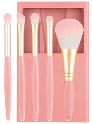 Sghtil Kit de pinceaux de maquillage de voyage | Ensemble de pinceaux de maquillage avec boîtier et miroir pour le voyage – Fonction complète Outil cosmétique portable pour fond de teint en poudre