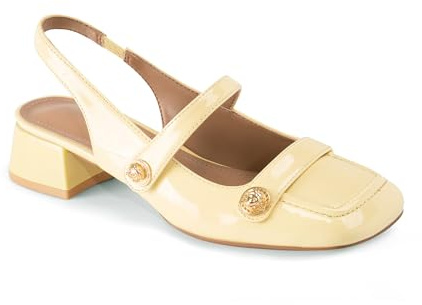 Slingback Mary Jane Heels for Women Low Block Heel Closed Square Toe Pump Shoes Heels Classic Daily Office Dressy Shoes