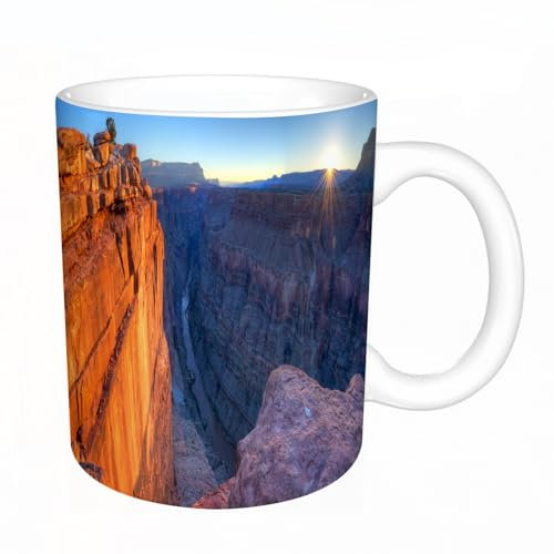 YFHJV Mug porcelaine fine Mug Tasses de 11 oz 330ml,Monuments nationaux du paysage, Grand Canyon Cliff River View Nature Picture, Wa,amis,frères et soeurs imprimer Tasse de café exquis CadeauEnsemble