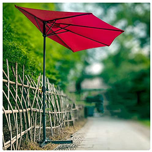 WOTZOV Demi-Parasol, 300 cm, Rouge, Anti-Pluie, Parasol de Jardin avec manivelle, Petit Parasol pour Jardin et terrasse extérieurs，Un