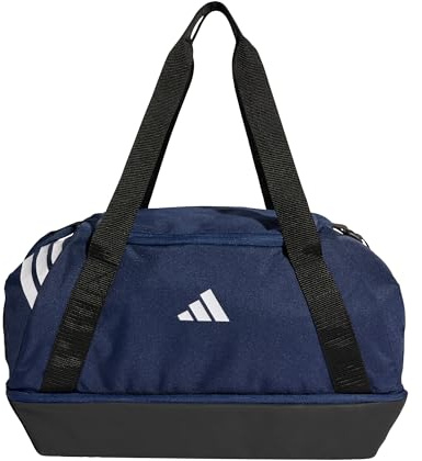 adidas Unisex Tiro Duffle Bag Small with Bottom Compartment Duffel Bag, Team Navy Blue 2/White, One Size