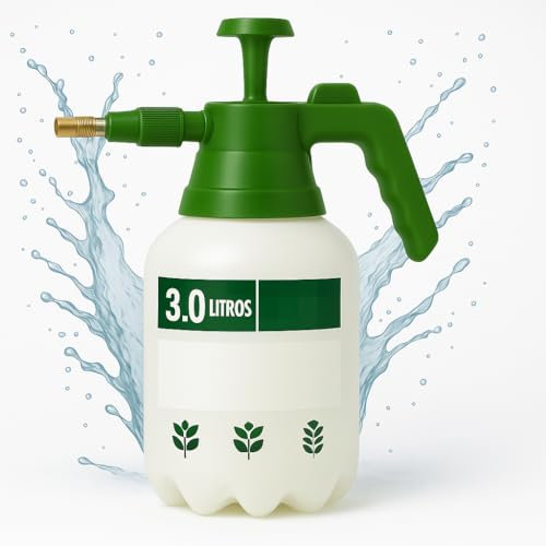 TECHZOCO Botella pulverizar, sulfatar, Bomba de presión/vaporización con pulverizador, Pulverizador de presión Manual, Spray Alta presión para herbicidas, pesticidas, fungicidas y Limpieza, 3 litros.