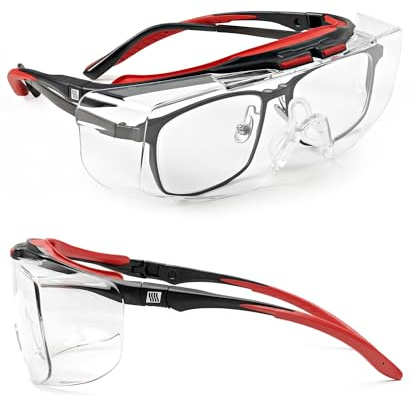 LANON Schutzbrille Arbeitsschutzbrille für Brillenträger, ANSI Z87.1-Gläser | Schutzbrille mit Anti-Beschlag- und Anti-Kratz-Beschichtung, vollem UV-Schutz, weichen TPR-Nasenpads und verstellbaren Bügeln