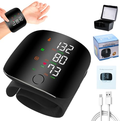 KUWUNG Blutdruckmessgerät Handgelenk, Wiederaufladbare Blutdruck Messgerät mit LCD-Bildschirm & Sprachausgabe, Verstellbare Blood Pressure Monitor mit 99x2 Lesespeicher, Blutdruckmessgeräte für ältere