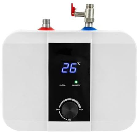 Calentador de agua caliente eléctrico de 6 L, resistente a la presión, calentador de agua eléctrico de 1500 W, pequeño 0 – 65 ℃, temperatura ajustable, calentador de agua, para fregaderos de cocina