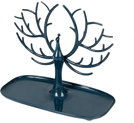 Texvora 9.8 X 4.3 X 8.1 In Cyan Jewelry Display Tree, Necklace And Ring Holder, Hanging Organizer