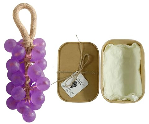 Grape Soap on a Rope, Handcrafted Soap Grapes Long Lasting Scent Suitable for Hand Washing Home Decor Gift for Women Men (A-1)