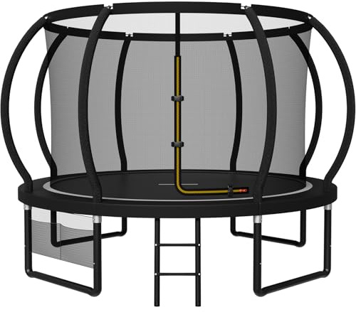 JUMMICO Trampolin Outdoor Ø 228/305/366/427/488 cm mit Schutznetz und Leiter, GS-geprüftes Freizeit-Trampolin für Kinder und Erwachsene, Rahmen mit Rostschutzbeschichtung, Belastbarkeit 150kg