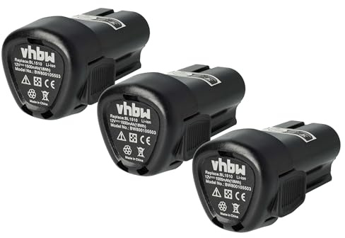vhbw 3X Akku kompatibel mit Black & Decker PSL12, LDX112C, LDX112, HPL10RS Werkzeug (1500 mAh, Li-Ion, 12 V)