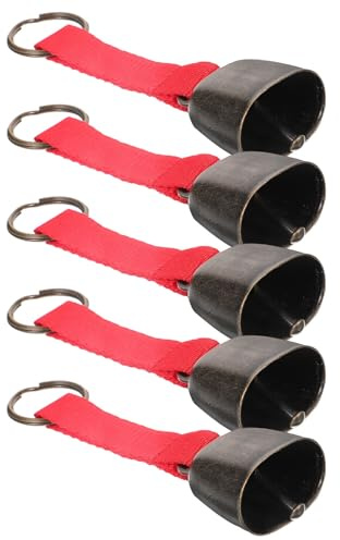 Wanderglocke Pack aus Eisen im Vintage Stil für Outdoor | Stoffband, sehr Leicht, Schlichtes Design, Robust und Einfach zu Bedienen, 5 Stück
