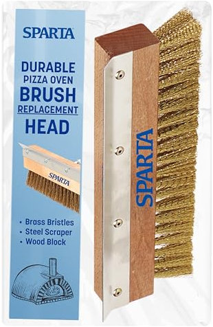 Carlisle 4029300 Pizza Oven Brush with Scraper - Head Only, 10, Brass