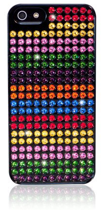Bling my Thing Bling Extravaganza-Serie mit Schutzhülle für Apple iPhone 5 (Regenbogen-Streifen), mit ei5-bm-bk-rbs