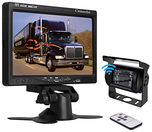 Camecho® RC 12V-24V Truck Rear View Wireless IR Night Vision Backup Camera Kit + 7 7 Inch TFT LCD Rear view Monitor Waterproof For Truck / Van / Caravan / Trailers / Campers PAL&NTSC High Solution 420 TVL