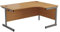Office Hippo Heavy Duty Right Corner Desk - Strong & Reliable Workstation, Integrated Cable Ports, PC Desk For Office or Home - Oak Top / Silver Frame