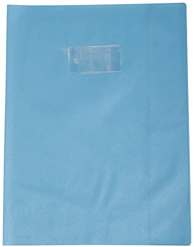 Calligraphe 72210C - Heftumschlag / Heftschoner / Hefthülle Calligraphe mit Feinkörnung und Lederoptik, DIN A4 21x29,7 cm, Etikettenhalter, aus PVC blickdicht und strapazierfähig, Hellblau, 1 Stück