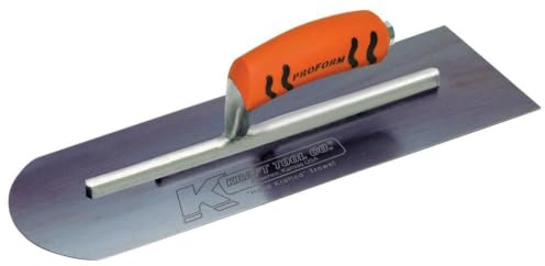 Kraft Tool CF285BPF Blue Steel Round End-Square Back Cement Trowel with ProForm Handle, 16 x 4-Inch