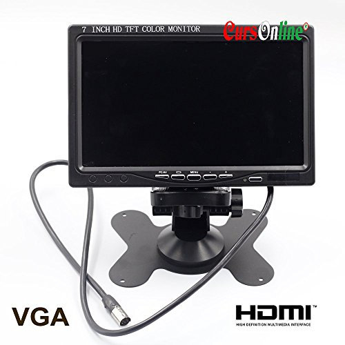 CursOnline® Monitor TFT LCD 7 Pollici A Colori HD con Ingressi HDMI/RCA + AV + VGA - per Telecamera di SORVEGLIANZA E per POGGIATESTA Auto con PULSANTIERA