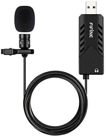 Fifine Micro USB Lavalier à condensateur cardioïde Plug and Play Micro USB avec carte son pour PC et Mac. (K053)