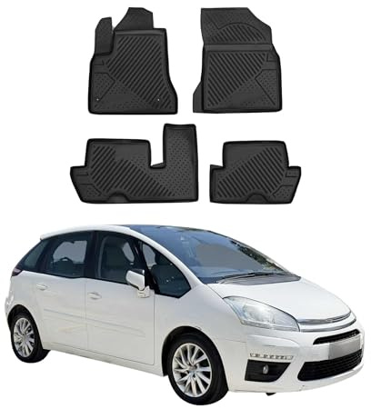 OMAC Gummimatten Fußmatten kompatibel mit Citroen C4 Picasso 2006-2013 TPE Schwarz 4X