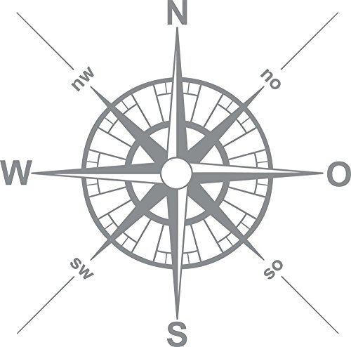 GRAZDesign Wandtattoo Kompass Wohnzimmer Maritime Deko | Wandaufkleber Outdoor und Indoor - 30x30cm / 074 mittelgrau