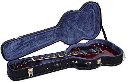 Crossrock Deluxe Wood Hard Case for SG Electric Guitar, Black