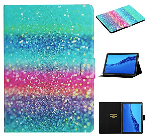 LMFULM® Étui pour Huawei MediaPad M5 Lite (10,1 Pouces) PU Cuir Poche Cas Flip Coque Protection avec Veille/Sommeil Housse Stand Case Sable de Cristal