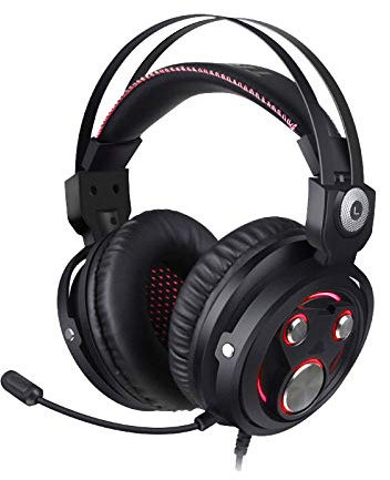 Auriculares de diadema con sonido envolvente 7.1 para videojuegos, clavija de 3,5 mm, apto para PS4, PC, Xbox One, interruptor, portátil, estéreo, con cancelación de ruido rojo