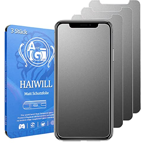 HAIWILL Pack of 3 Matte Screen Protectors for iPhone 11 Pro Max/iPhone XS Max Anti-Fingerprint Anti-Reflective Anti-Scratch Screen Protector 9H Tempered Glass for Apple XS Max/Apple 11 Pro Max/XS