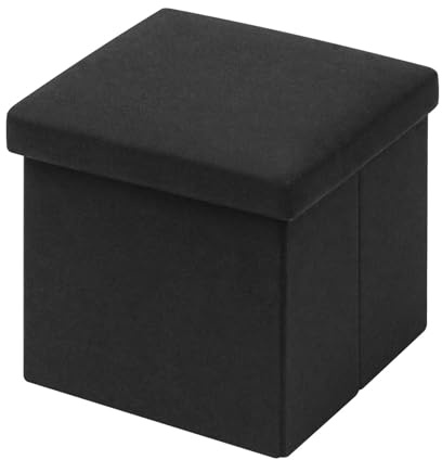 Bonlife Folding Ottoman Storage Cube,Foot Rest Stool Seat,Linen-Look,30cm