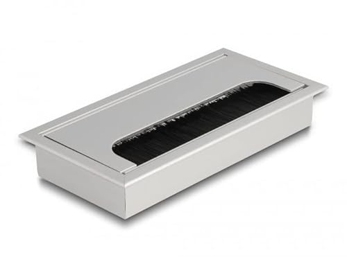 Delock Kabeldurchführung für Tischeinbau mit Bürste 160 x 80 x 28 mm Silber