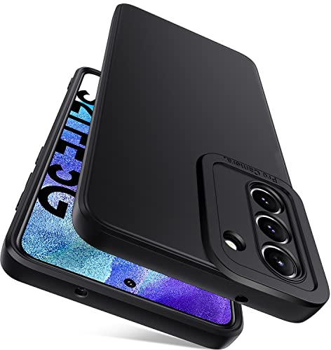 ivoler Silikon Hülle mit Kameraschutz für Samsung Galaxy S21 FE 4G / 5G, Ultra Dünne Weiche Stoßfest Schutzhülle Flexible TPU Matte Schwarz Handyhülle Kratzfest Case Cover