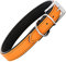 Schnüffelfreunde Lederhalsband Fun Line - Hundehalsband für den großen, mittleren und kleinen Hund - Halsband für Hunde aus Leder - gepolstert & robust (M - 28-36cm, Orange-Schwarz)