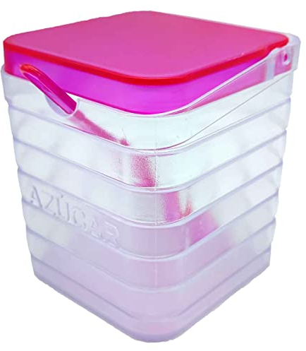 AC – Azucareros Cuadrados Modelo Transparente - Fabricado en Plástico – Apto para ser Usado como salero - 10,7 x 9,5 x 9,5 cm – Color Rosa