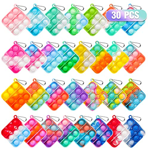 Pop Fidget Toys Bulk Its Party Favors for Kids 4-8 8-12 30 Pack Mini Pop Keychain It Small Fidgets for Classroom Prizes School End of Year Student Gifts from Teacher Birthday Goodie Bag Stuffers