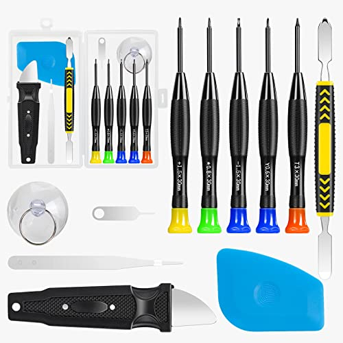 RealPlus 12-teiliges Mini Schraubenzieher set, Reparatur Werkzeug Set mit 5 magnetischen Präzisionsschraubendrehern und Öffnungshebeln, geeignet für Smartphone, Uhren, Brillen