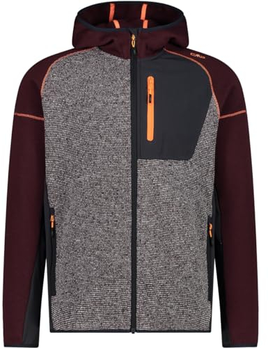 CMP - Herrenjacke mit fester Kapuze, Burgund-Anthrazit, 54