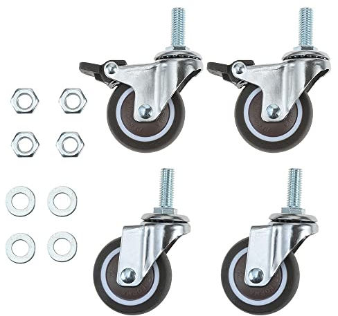 bowarepro 4 x Lenkrollen 50mm M10 Rollen für Möbel Schwerlastrollen Tragkraft 108kg Möbelrollen mit Bremse (M10*25)