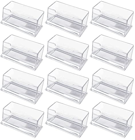 Sporgo Lot de 12 présentoirs transparents pour cartes de visite, en acrylique, pour cartes de visite, cartes de visite, pour bureau, collection