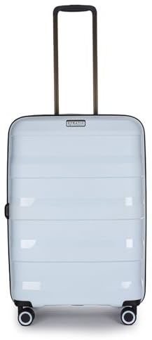 Stratic Straw + Hartschalen-Koffer Trolley Koffer groß Reisekoffer, nachhaltig, 4 Rollen, erweiterbar, TSA-Schloss (Größe M, Pastel blau)